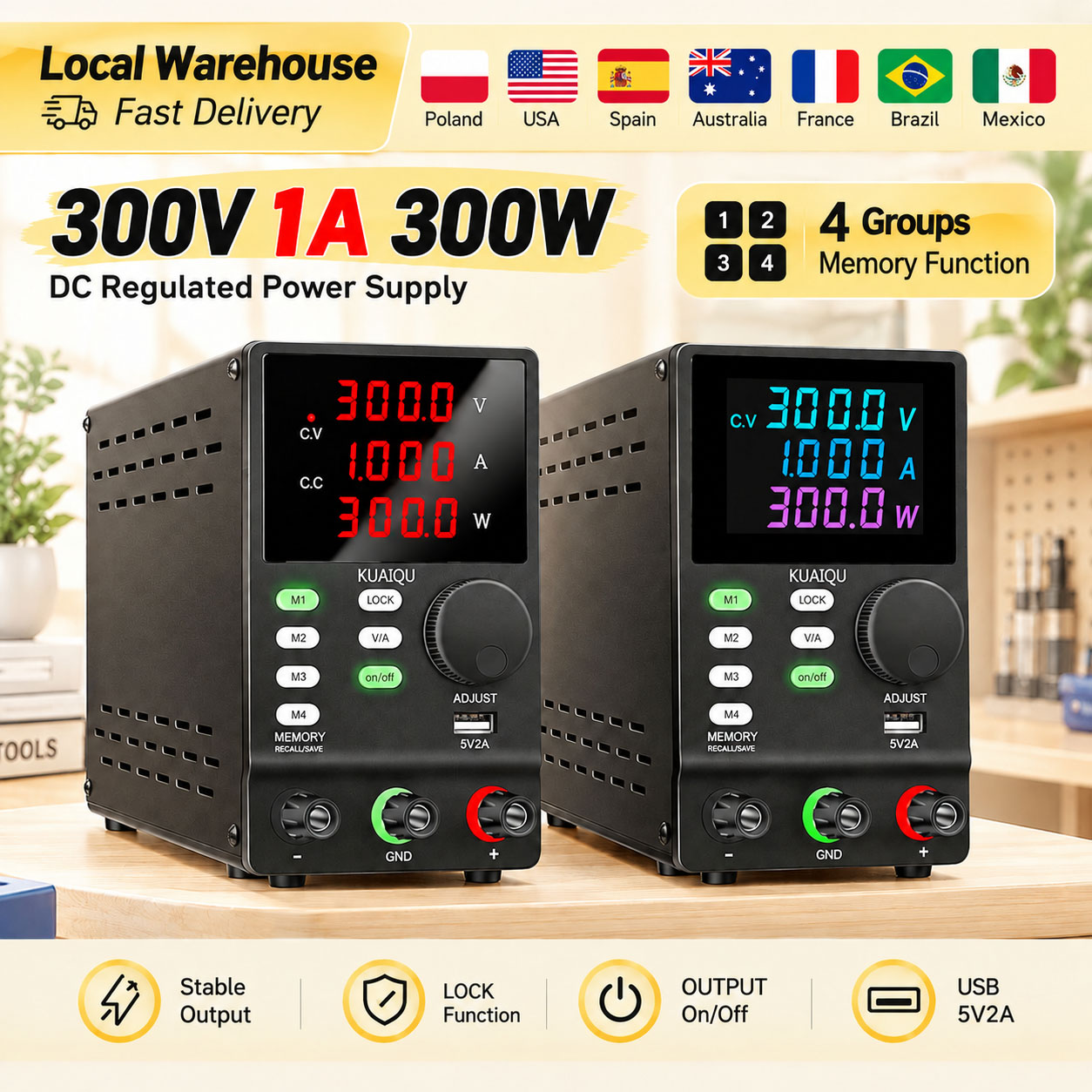 Switching Dc Power Supply 300V 1A - Fonte de Alimentação DC Ajustável KUAIQU